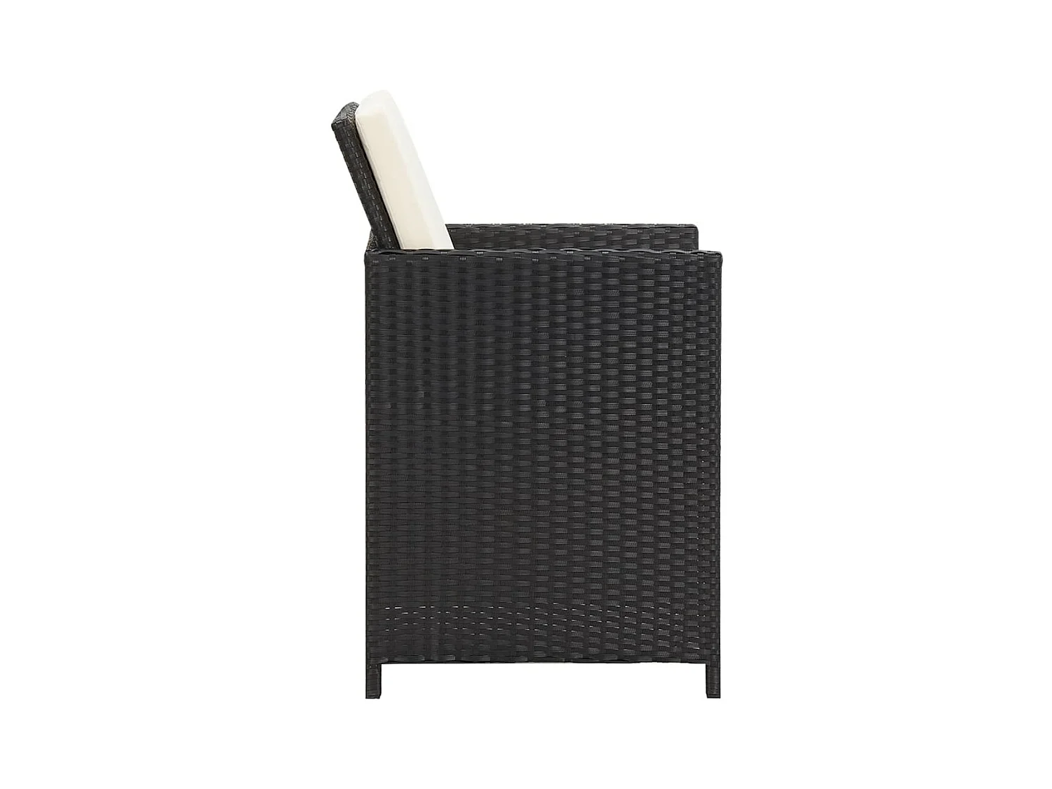 Juego de 4 sillas y cojines para comedor de jardín de ratán sintético negro.