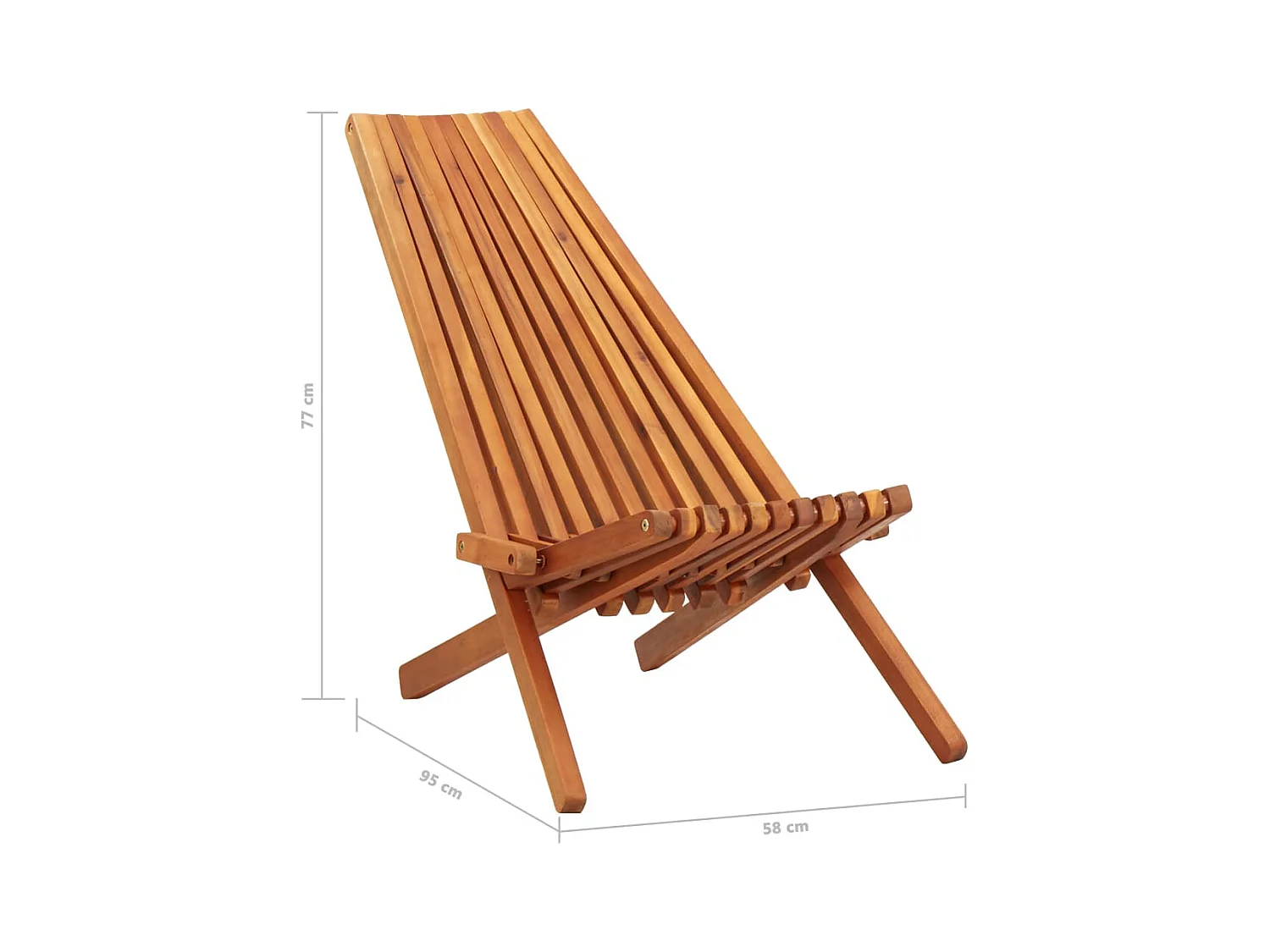 Set di 2 sedie pieghevoli da esterno in legno massello di acacia