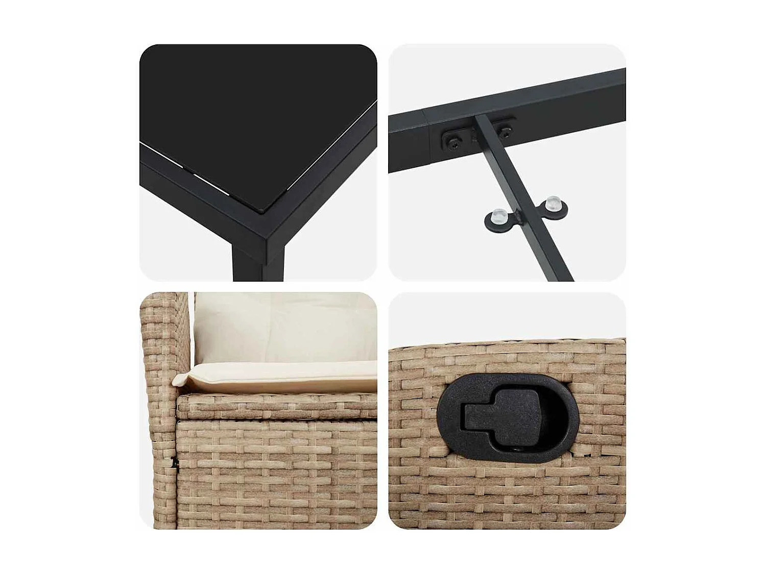 Ensemble de Salle à Manger de Jardin 3 Pièces avec Coussins Beige Poly Rattan