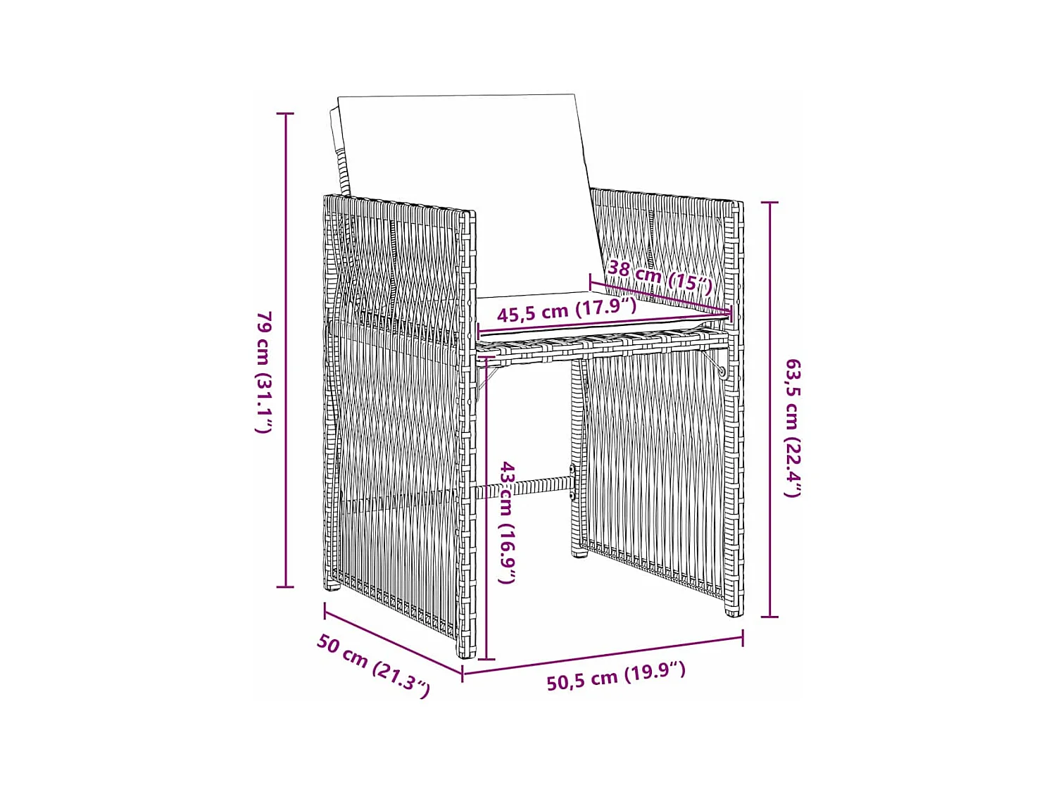 Set da pranzo da giardino 5 pezzi con cuscini in rattan nero PE