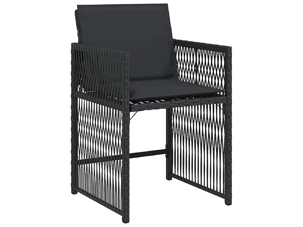 Ensemble de Salle à Manger de Jardin de 5 Pièces avec Coussins Noir Rattan PE
