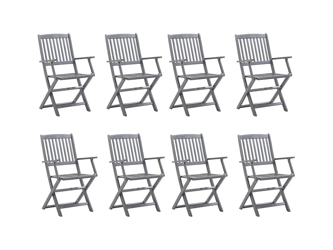 Chaises pliables d'extérieur lot de 8 et coussins Bois d'acacia