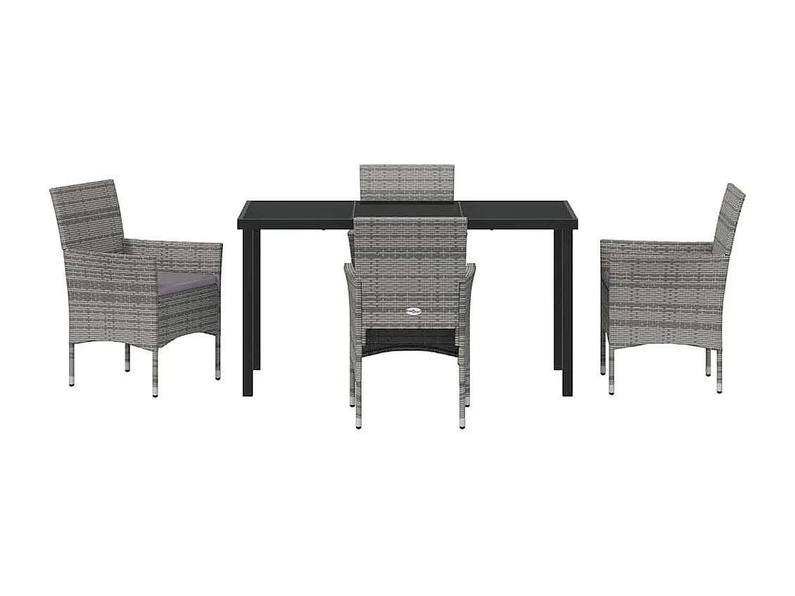 5-delige grijze poly rattan tuinset