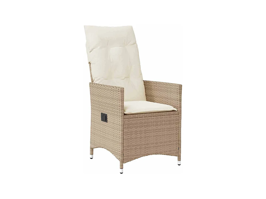 Set da giardino 3 pezzi con cuscini in polyrattan beige