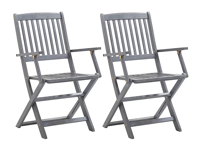Chaises pliables d'extérieur lot de 2 Bois d'acacia solide