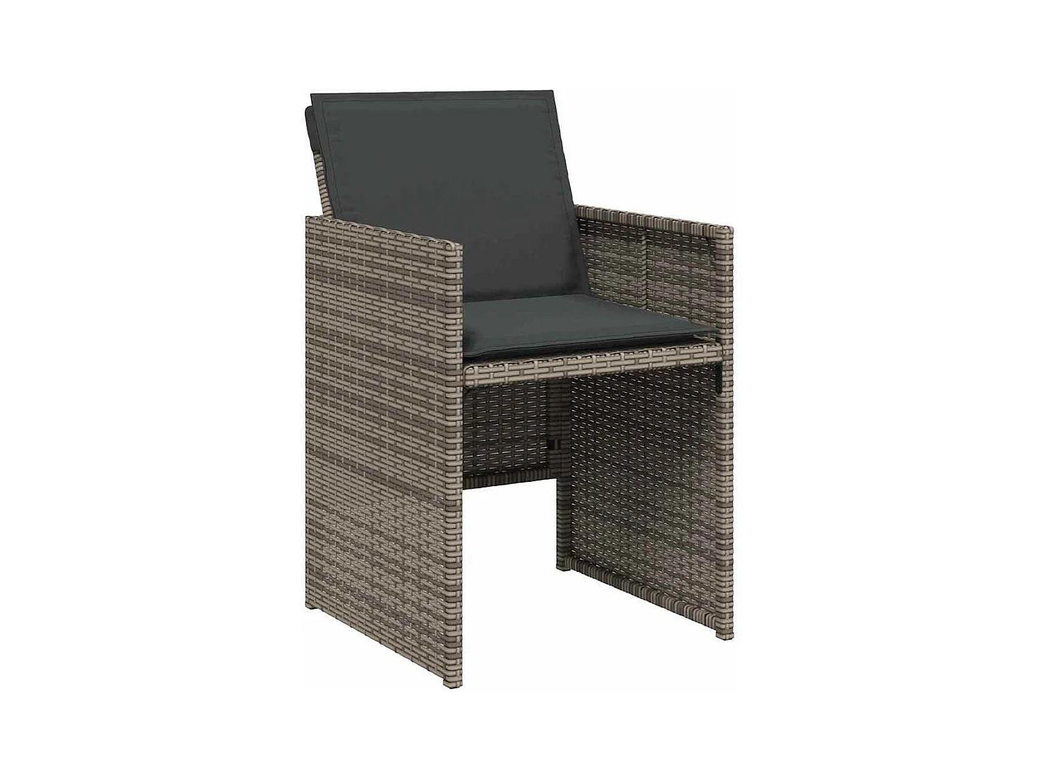 Set da pranzo da giardino da 5 pezzi con cuscini in polyrattan grigio