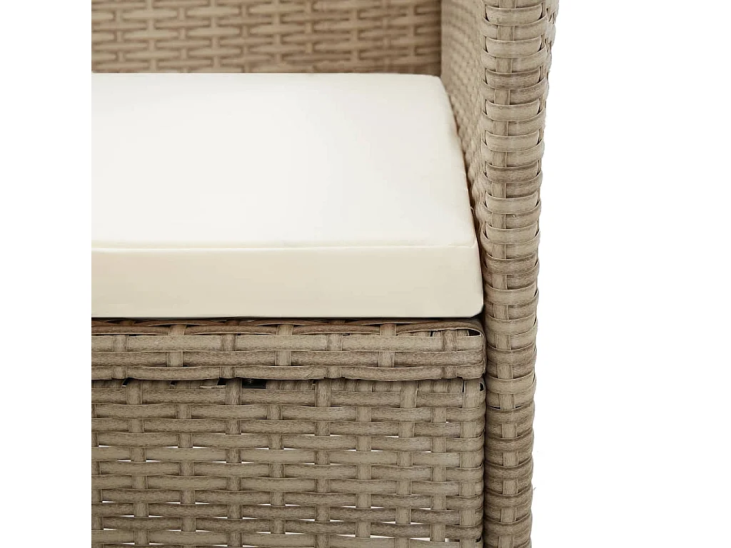 Set di 2 sedie da esterno con cuscini in resina intrecciata beige