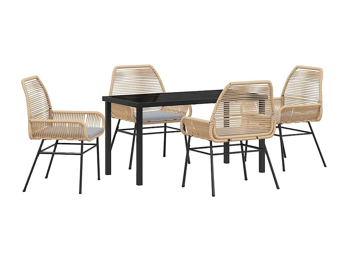 5-delige tuinset met bruine polyrotan kussens