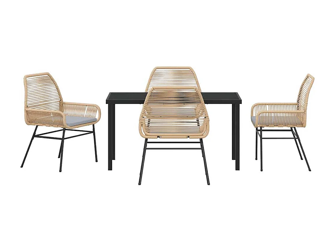 5-delige tuinset met bruine polyrotan kussens