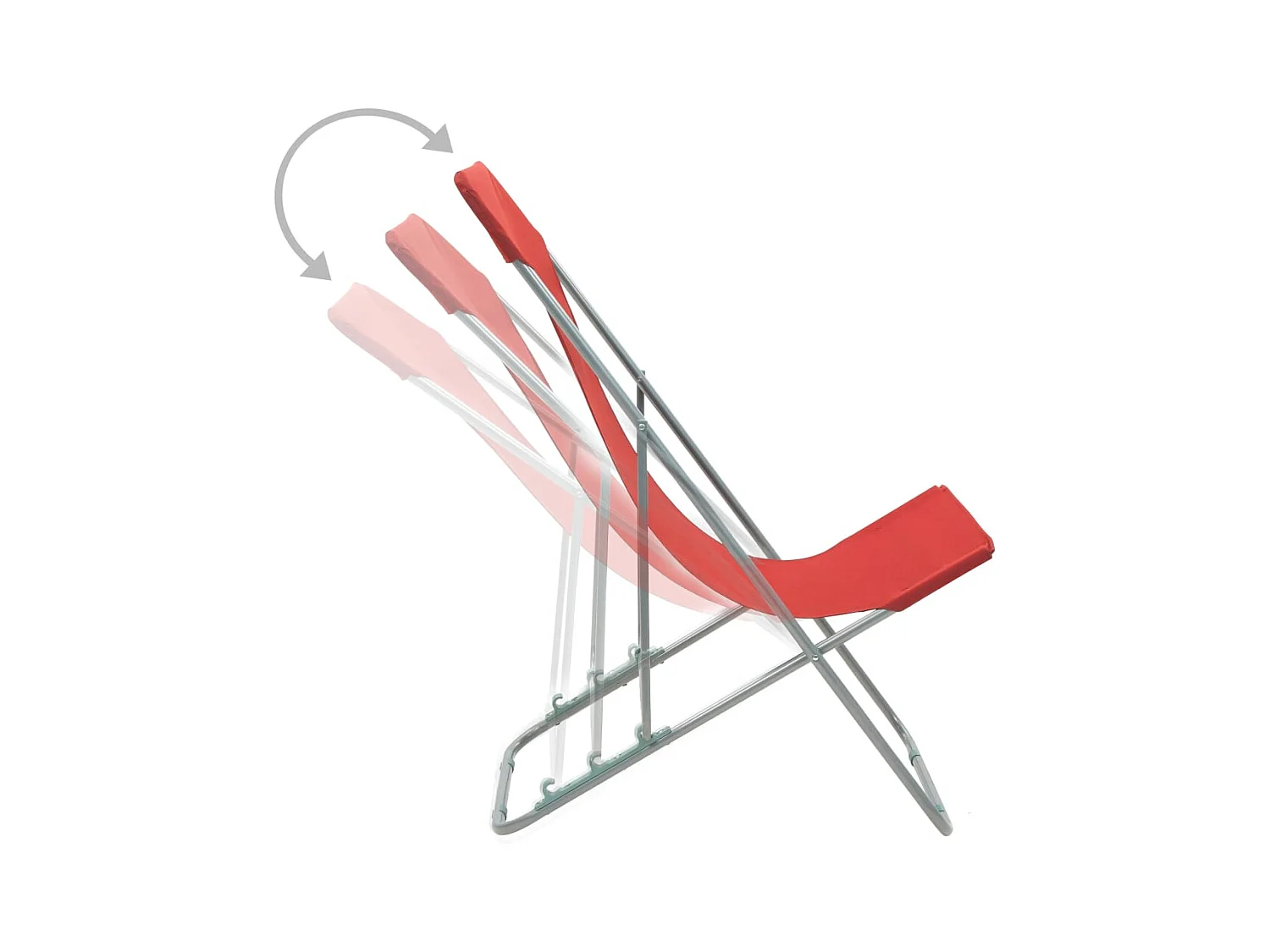 Set di 2 sedie da spiaggia pieghevoli in acciaio e tessuto Oxford rosso
