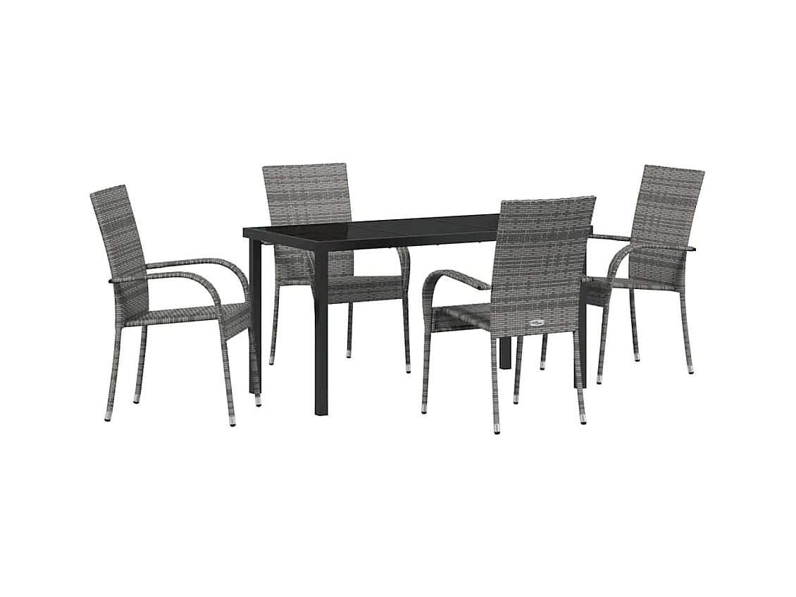 Set da giardino 5 pezzi - Polyrattan grigio