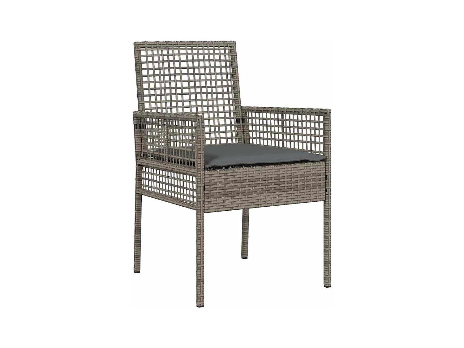 Set da pranzo da giardino 5 pezzi con cuscini, grigio, in polyrattan