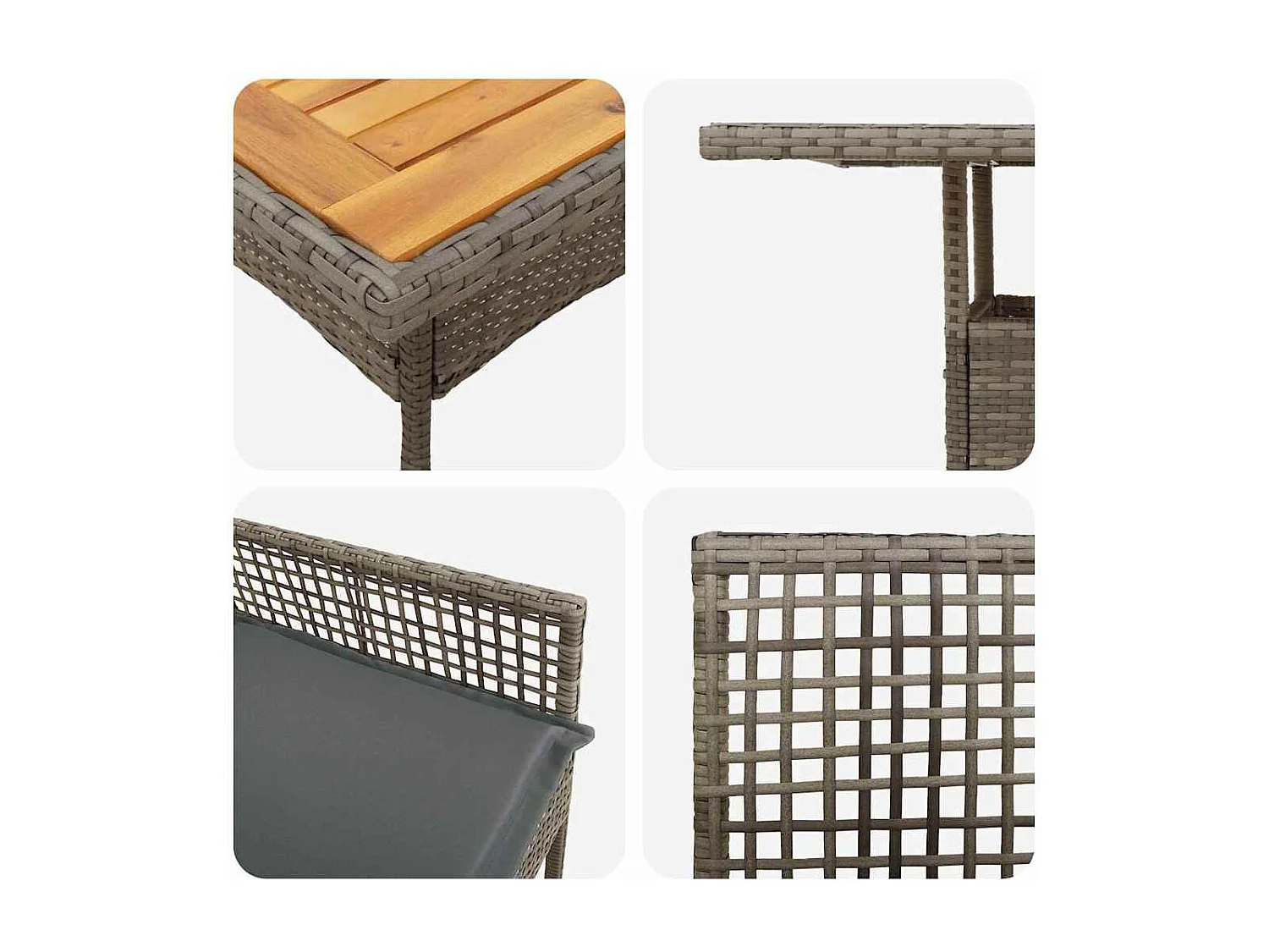 Ensemble de repas de jardin 5 pièces avec coussins, gris, poly rattan