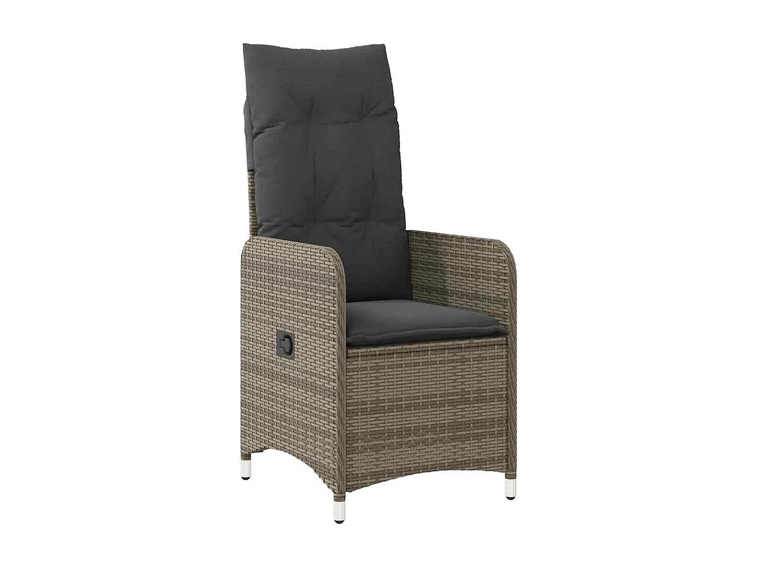 Set de salle à manger de jardin 3 pièces avec coussins rattan poly gris