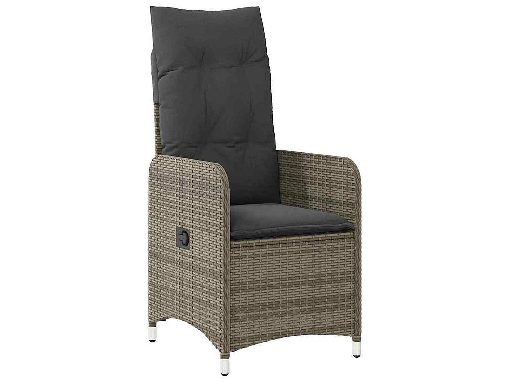Set de salle à manger de jardin 3 pièces avec coussins rattan poly gris