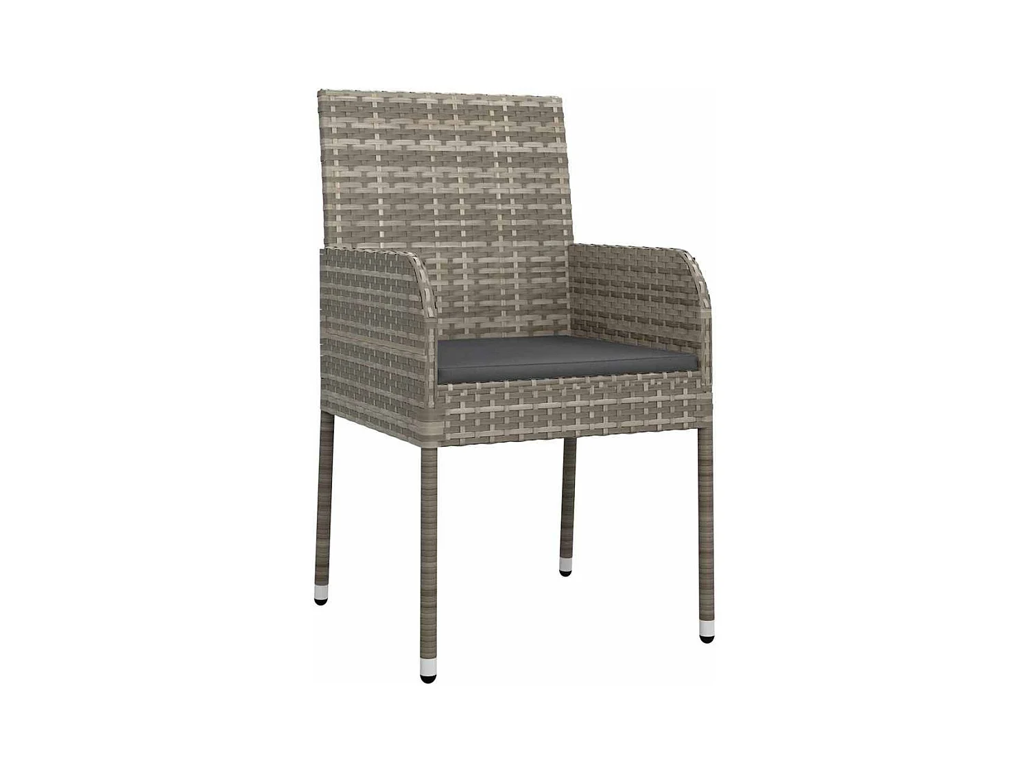 Set da giardino 3 pezzi con cuscini in polyrattan grigio