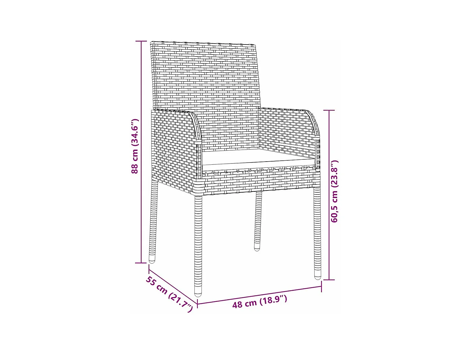 Set da giardino 3 pezzi con cuscini in polyrattan grigio