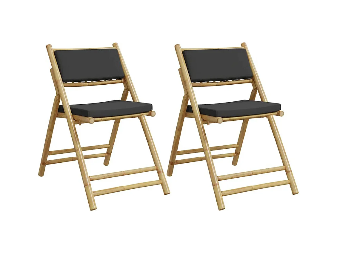 Opvouwbare bistrostoelen set van 2 donkergrijze bamboe kussens