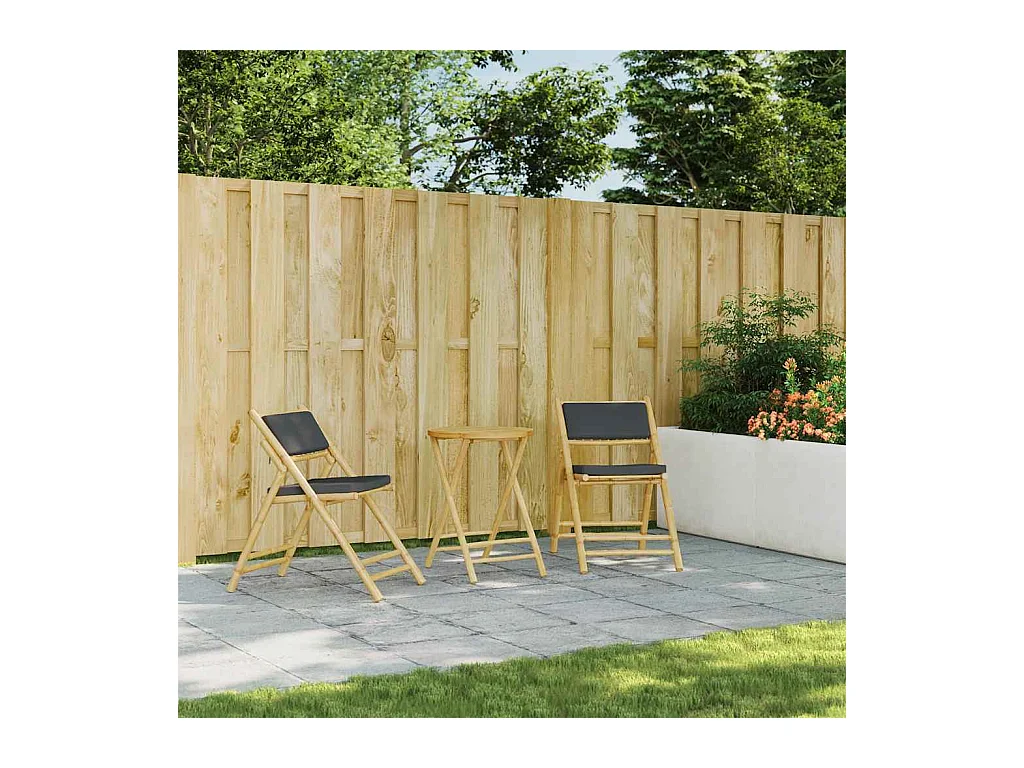 Opvouwbare bistrostoelen set van 2 donkergrijze bamboe kussens