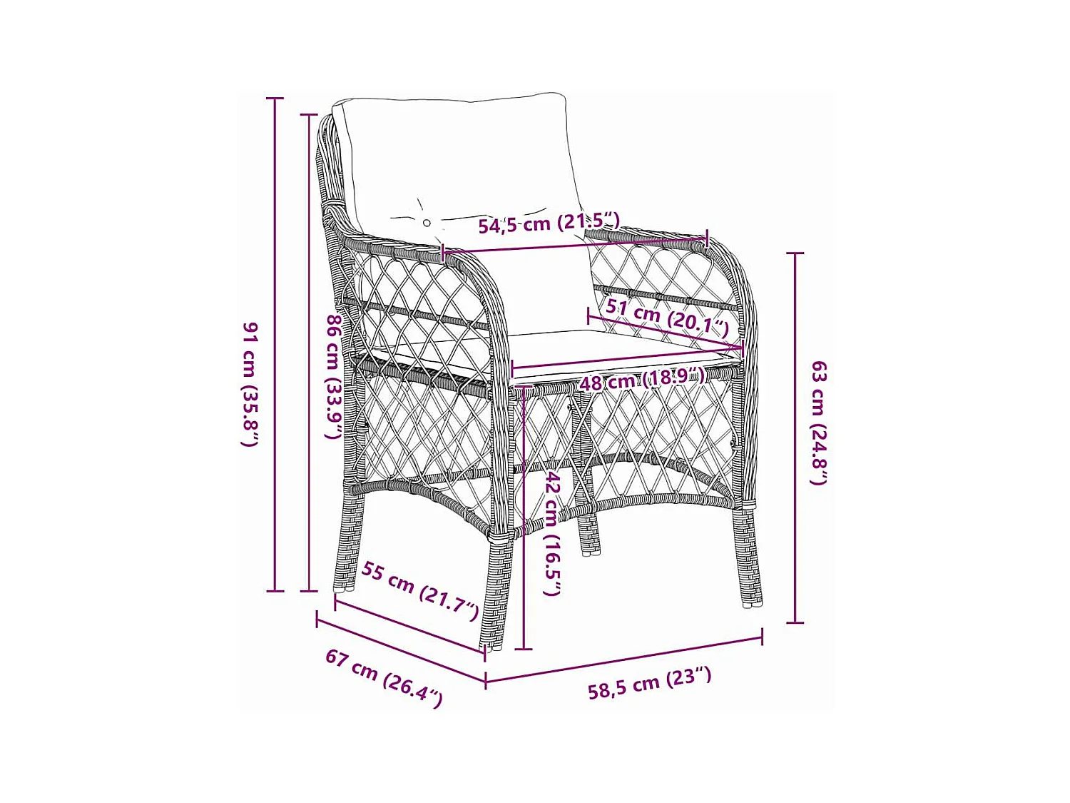 Set da pranzo da giardino 3 pezzi con cuscini in polyrattan nero