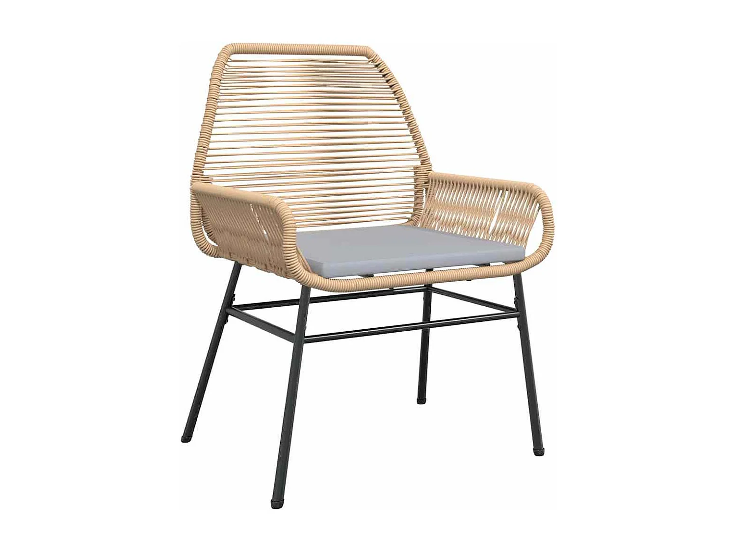 Ensemble de Salle à Manger de Jardin 7 Pièces avec Coussins Marron en Rattan Poly