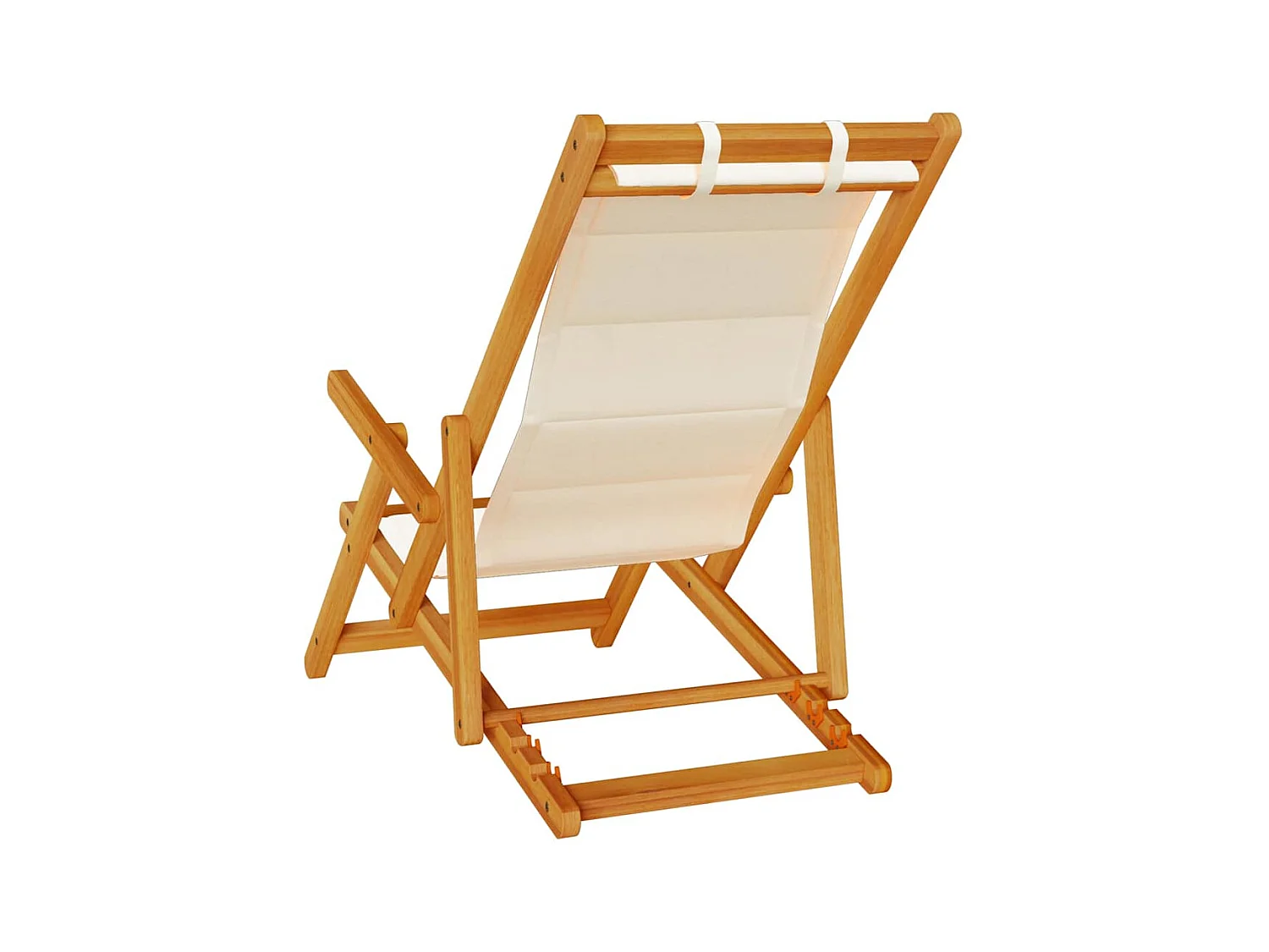 Sedie da spiaggia pieghevoli 2 pezzi color crema in legno massello di acacia e textilene