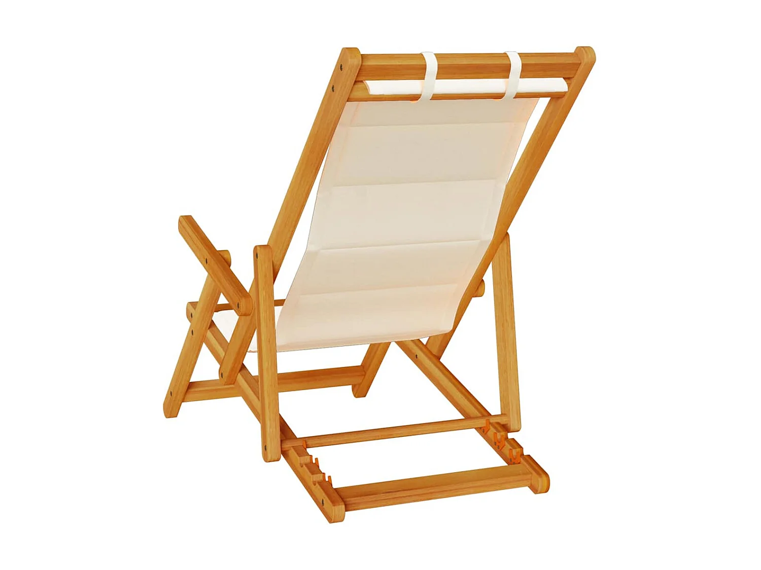 Sedie da spiaggia pieghevoli 2 pezzi color crema in legno massello di acacia e textilene