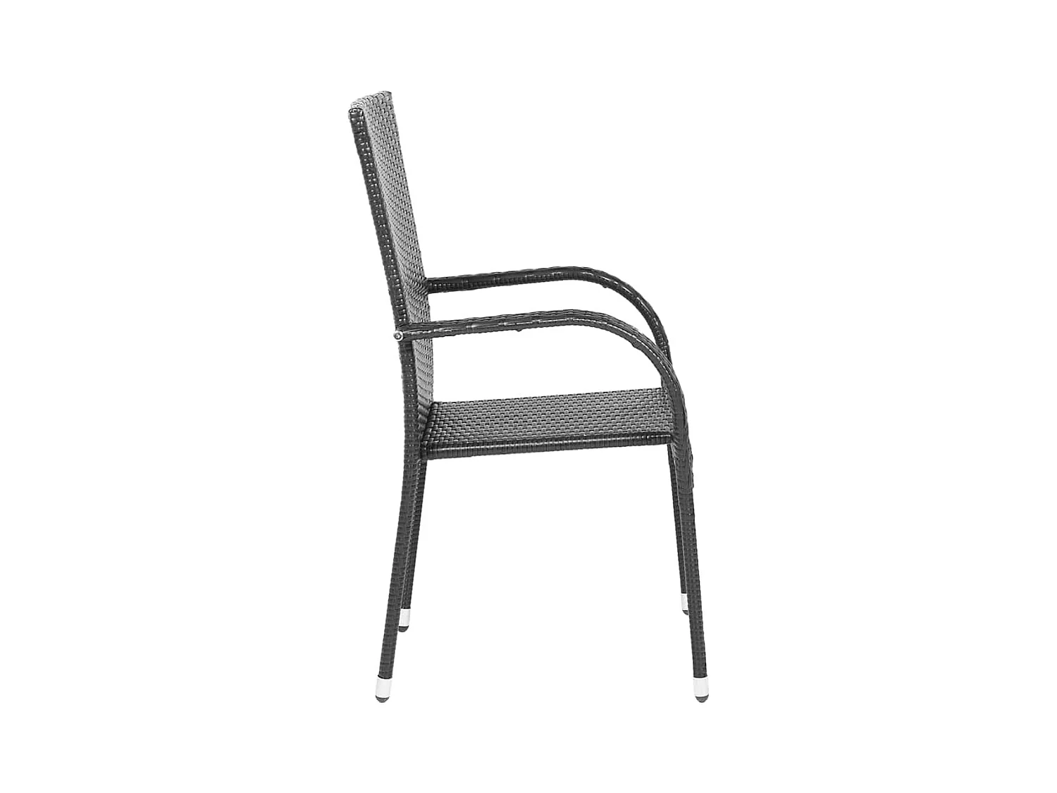 Stapelbare stoelen voor buiten, set van 2, zwart geweven hars