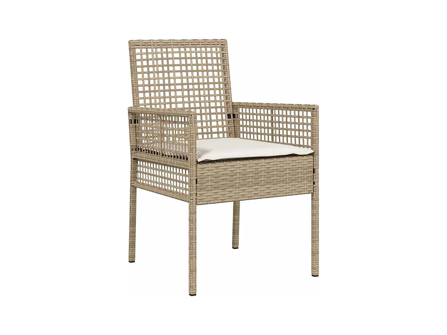 Set da bistrot da giardino 3 pezzi con cuscini beige in polyrattan