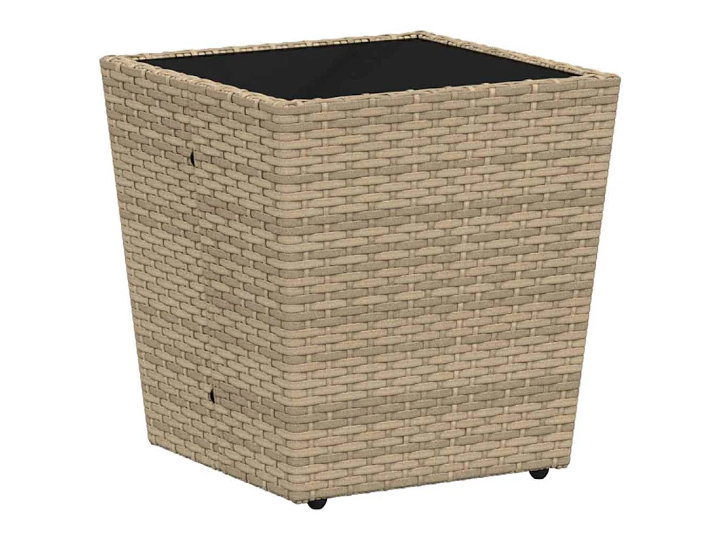 Ensemble Bistro de Jardin 3 Pièces avec Coussins Beige en Poly Rattan