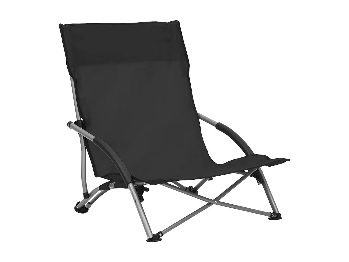 Chaises de plage pliables lot de 2 Noir Tissu