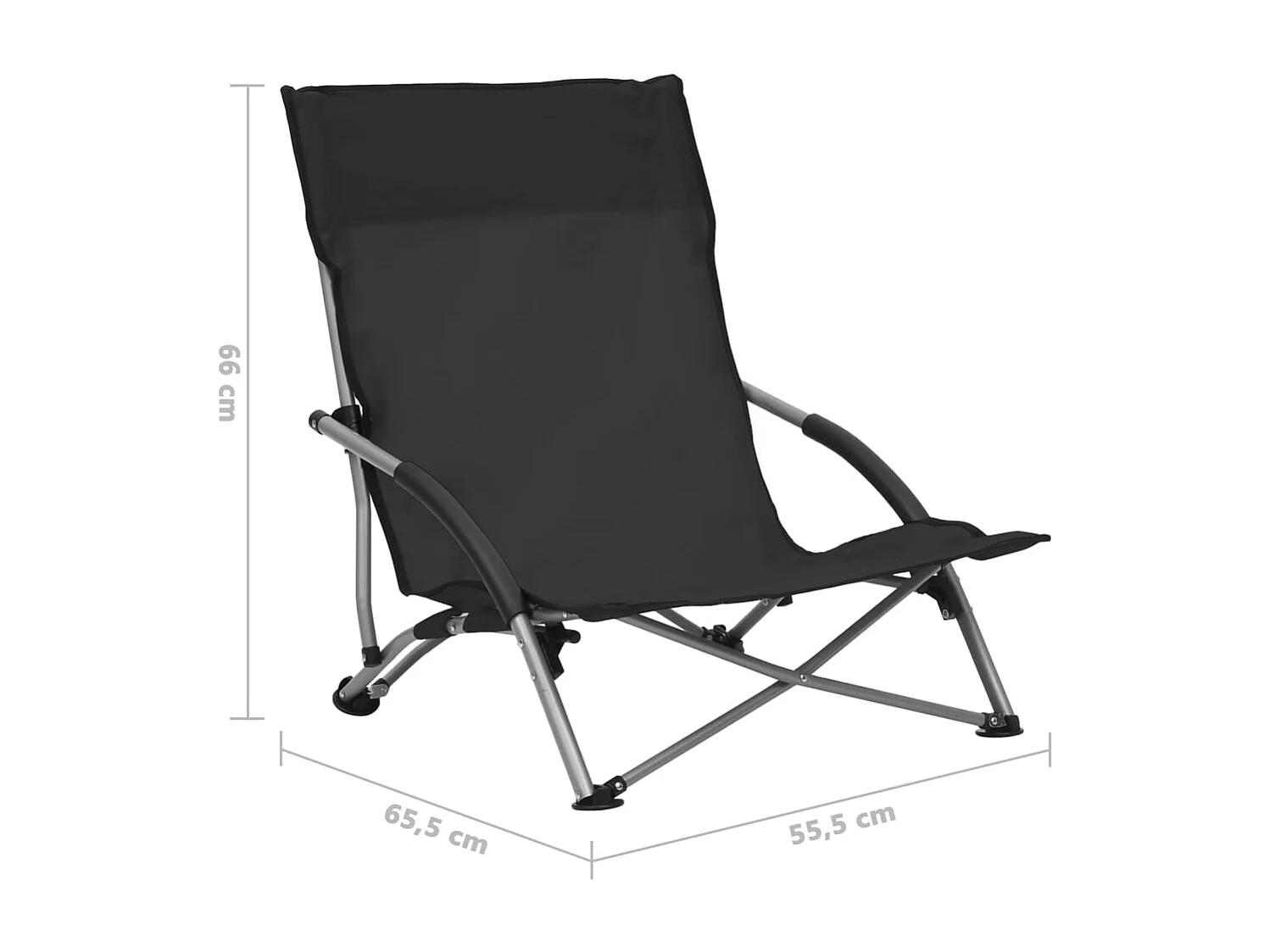 Chaises de plage pliables lot de 2 Noir Tissu