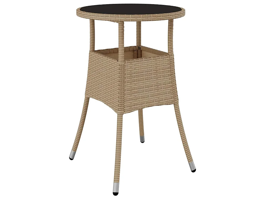 Ensemble de repas de jardin 3 pièces en poly rattan beige