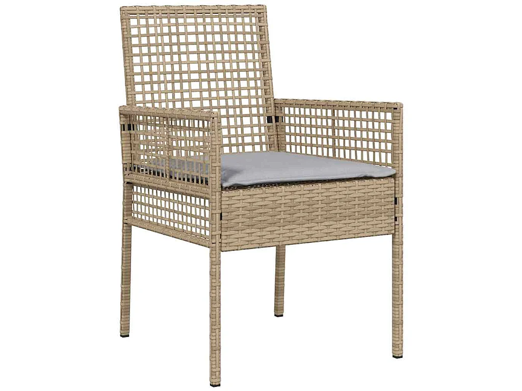 Ensemble de repas de jardin 3 pièces en poly rattan beige
