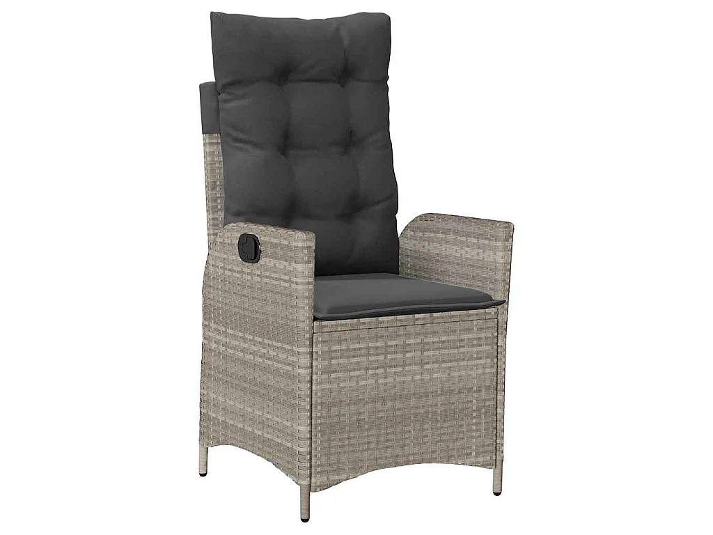 Ensemble de salle à manger de jardin de 3 pièces avec coussins Gris clair Rattan poly