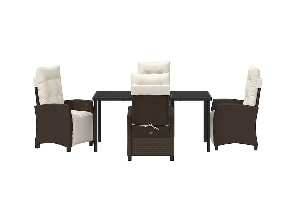 Set da pranzo da giardino in polyrattan da 5 pezzi, marrone