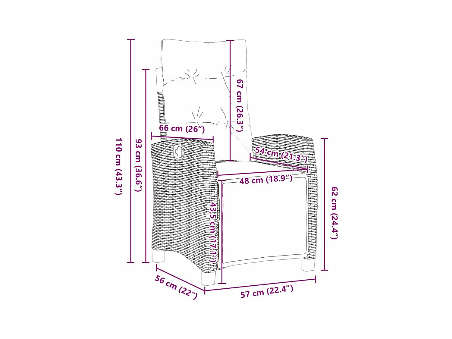 Set da pranzo da giardino in polyrattan da 5 pezzi, marrone