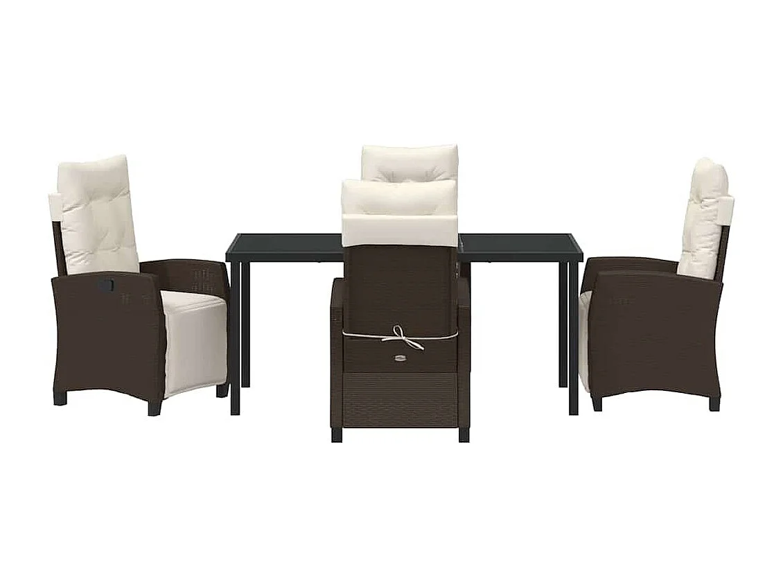 Ensemble de salle à manger de jardin 5 pièces en poly rattan marron