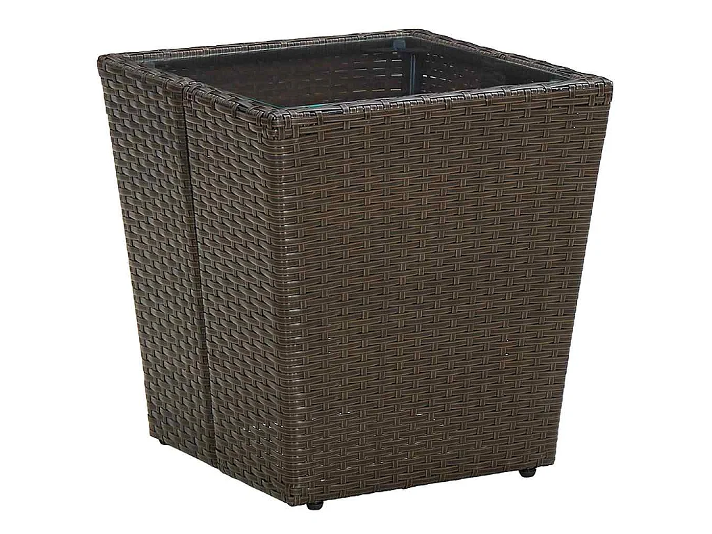 Set de Bistro de Jardin 3 Pièces avec Coussins en Poly Rattan Marron