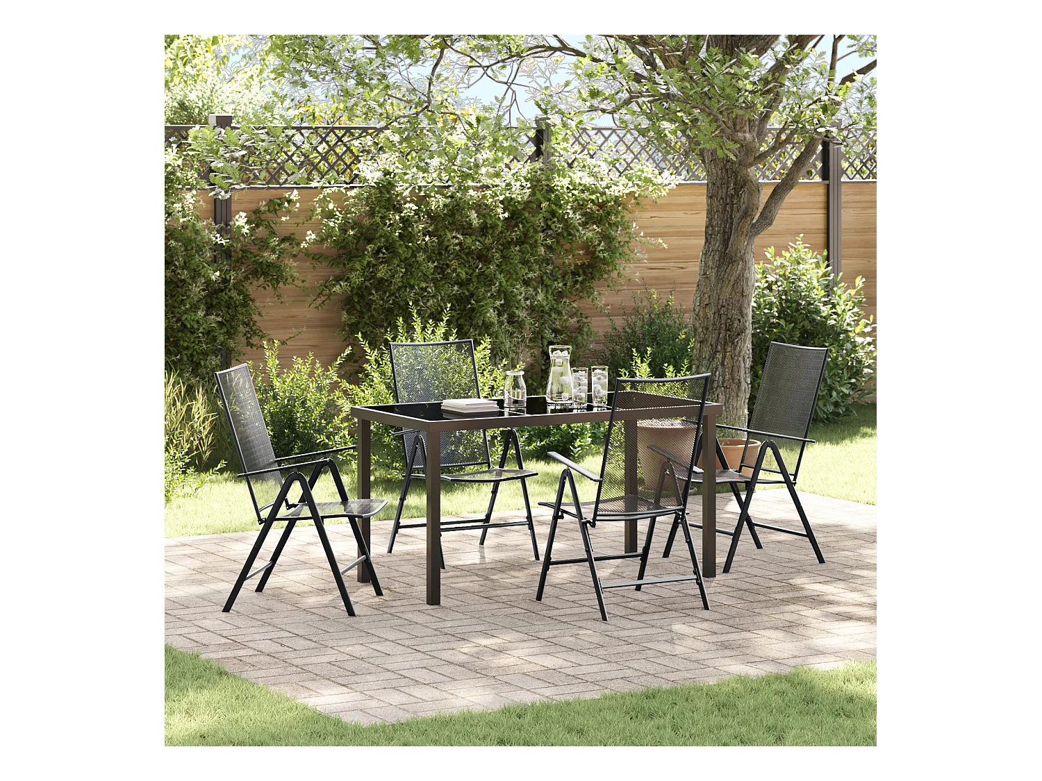 Set da pranzo da giardino in acciaio antracite