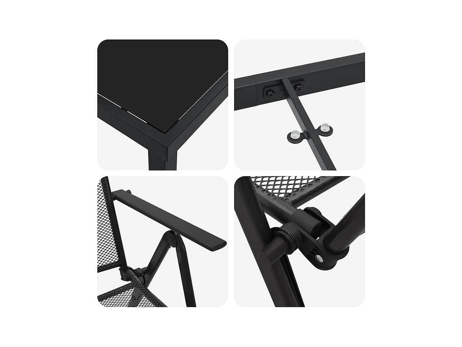 Ensemble de Salle à Manger de Jardin en Acier Anthracite