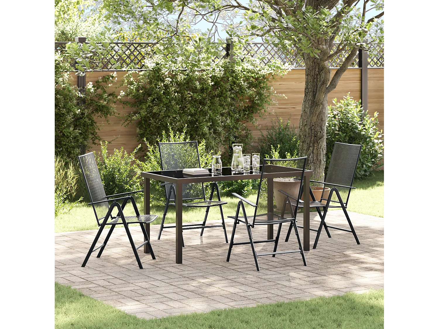 Ensemble de Salle à Manger de Jardin en Acier Anthracite