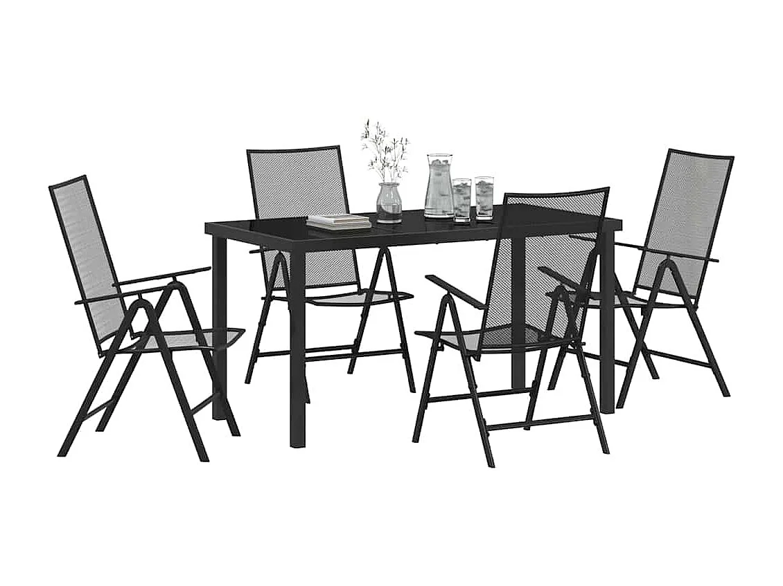 Ensemble de Salle à Manger de Jardin en Acier Anthracite