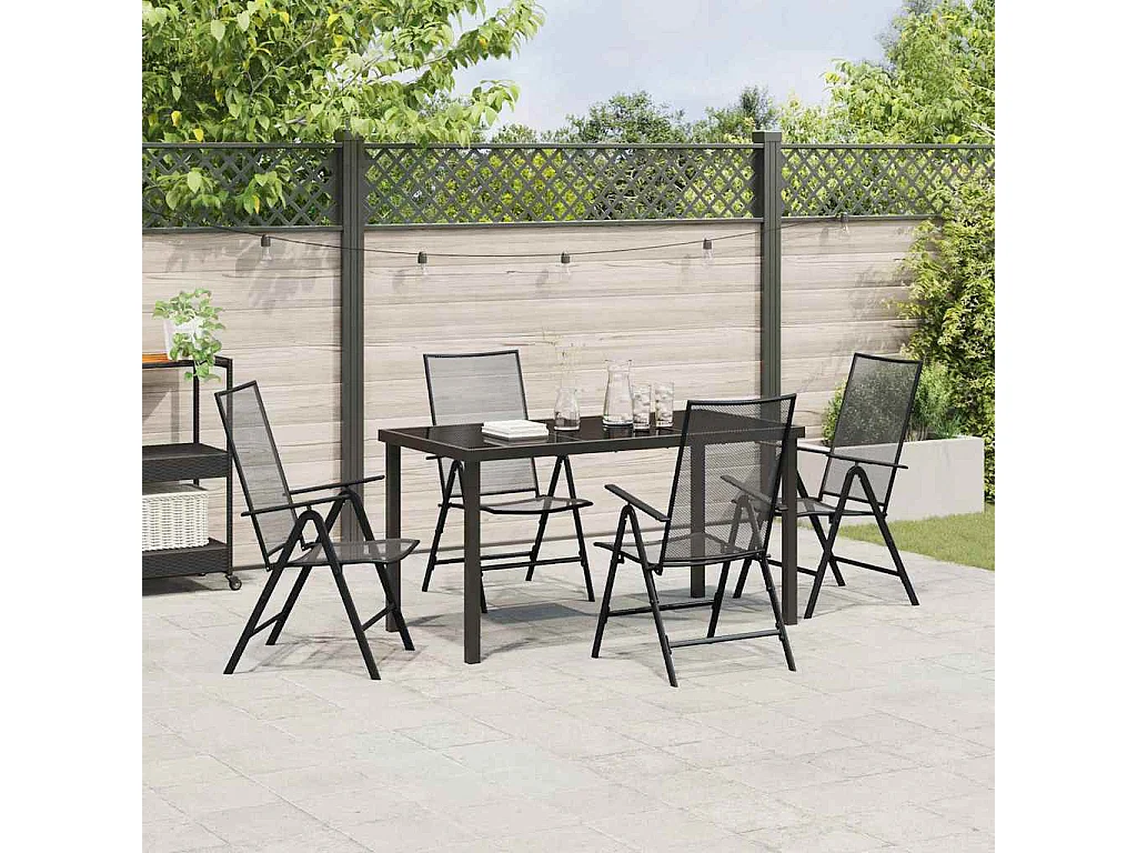 Ensemble de Salle à Manger de Jardin en Acier Anthracite