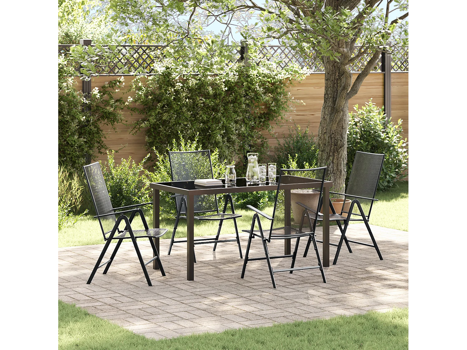 Ensemble de Salle à Manger de Jardin en Acier Anthracite