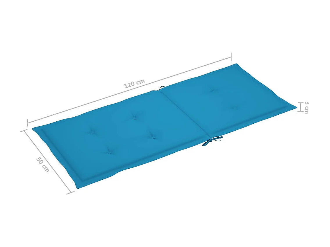 Chaises de jardin lot de 4 avec coussins bleu Bois teck solide