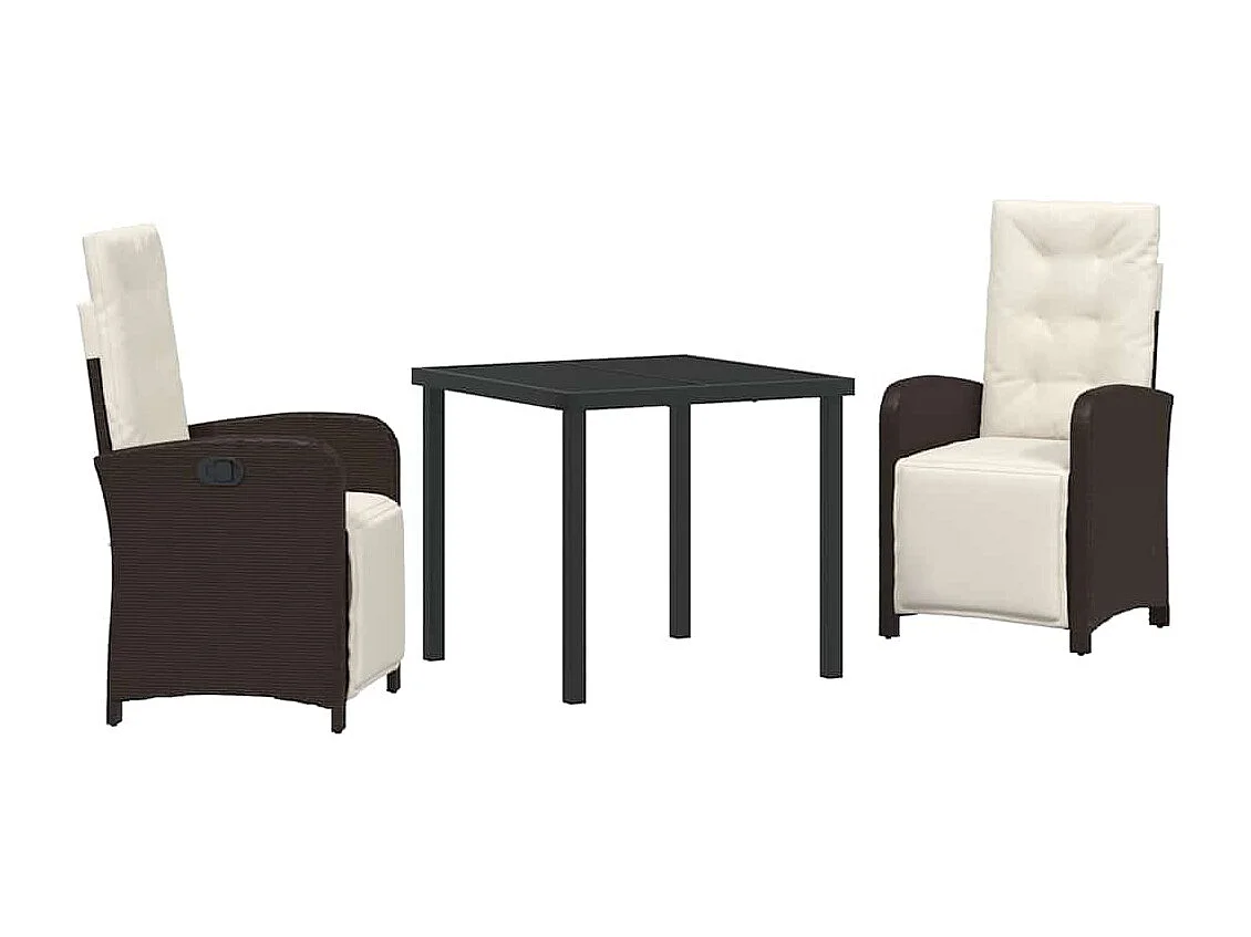 3-delige tuinset met bruine polyrotan kussens