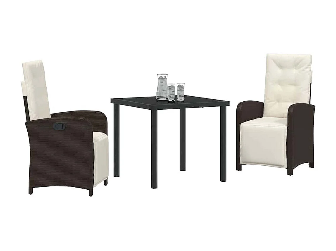 3-delige tuinset met bruine polyrotan kussens