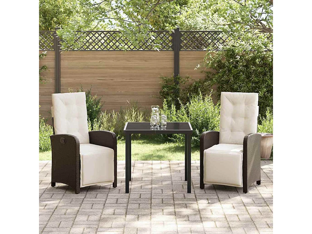 3-delige tuinset met bruine polyrotan kussens