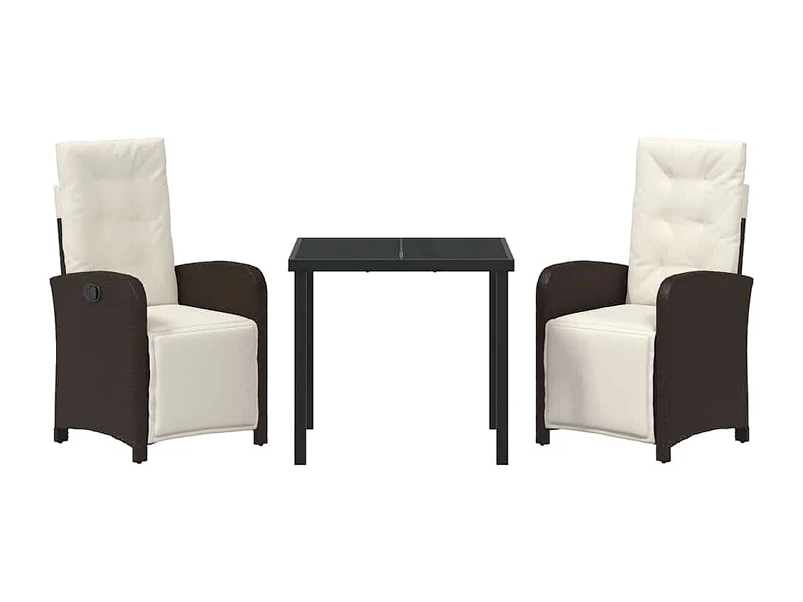 3-delige tuinset met bruine polyrotan kussens